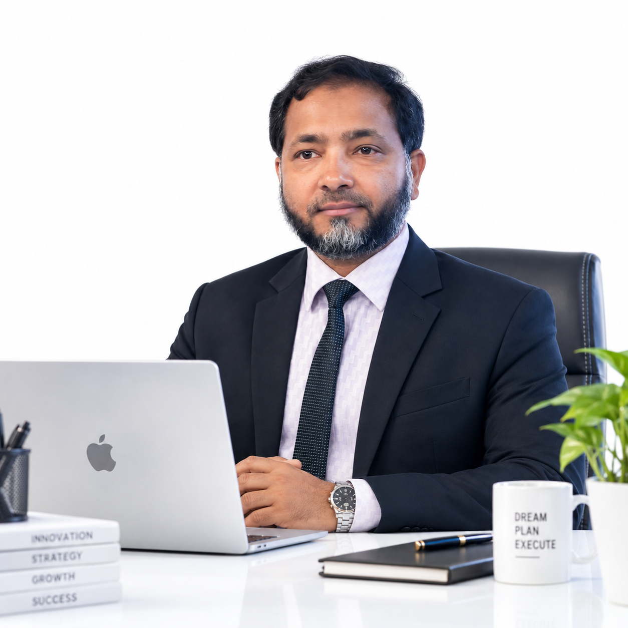 Md. Zulfikar Ali, Chief Executive Officer of MOHI-NUR Business Solutions, at his desk